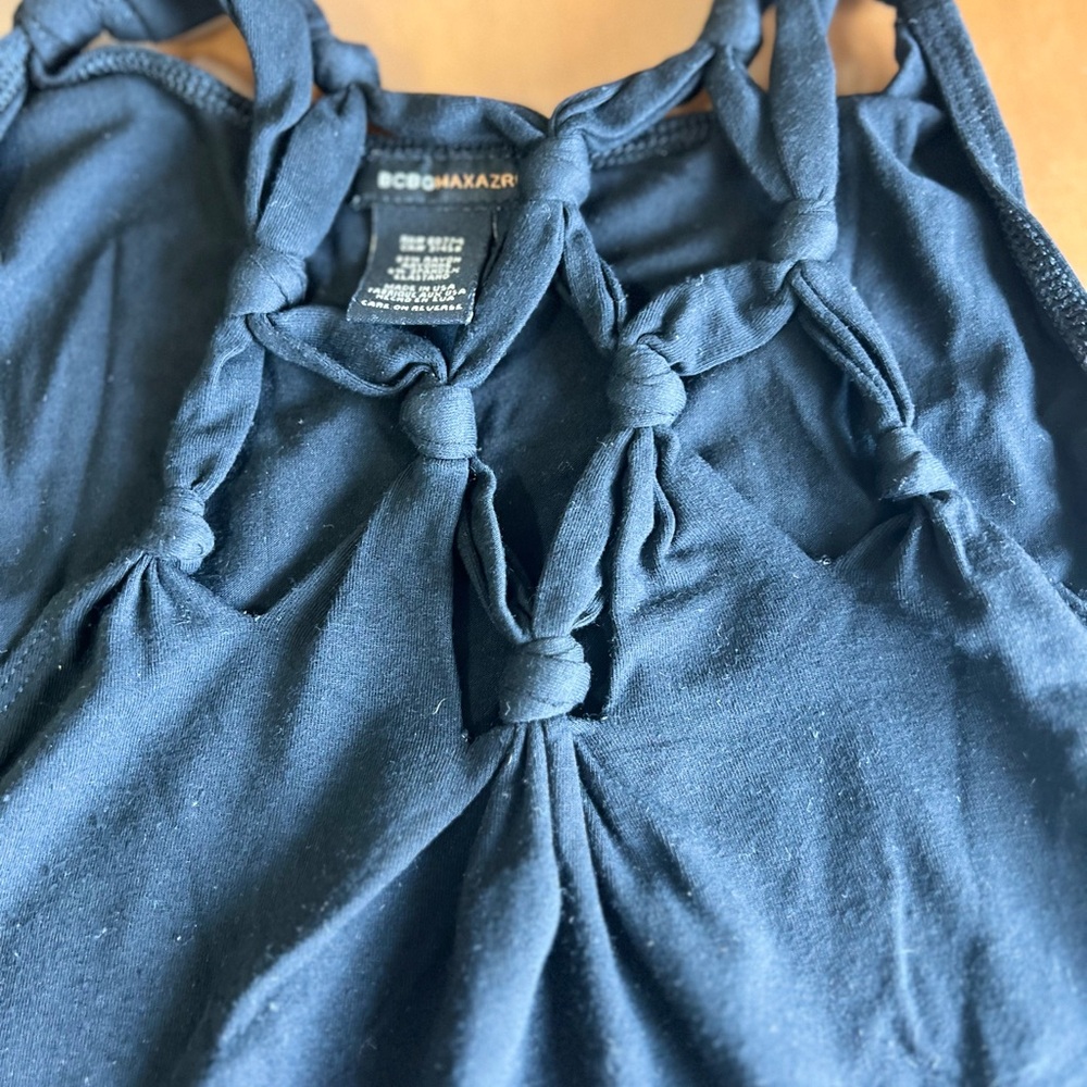 BCBGMAXAZRIA Black Knotted Tank Top